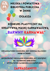 Konkurs plastyczny dla dzieci na kreatywną maskę karnawałową trwa