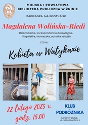 Spotkanie z Magdaleną Wolińską-Riedi - obowiązują wejściówki!