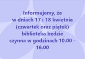 Zmienione godziny otwarcia biblioteki