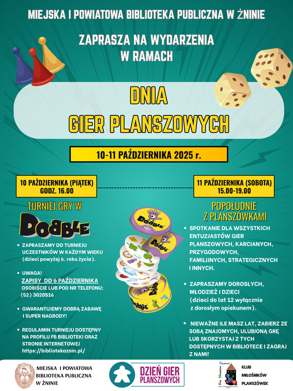 TURNIEJ DOBBLE! Dzień Gier Planszowych w żnińskiej bibliotece