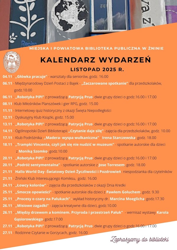 Kalendarz wydarzeń listopad 2025