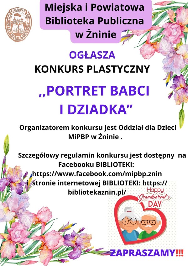 Ogłaszamy konkurs plastyczny dla dzieci z okazji Dnia Babci i Dziadka