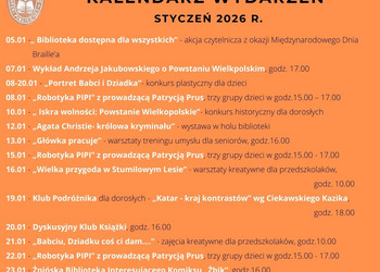 Kalendarz wydarzeń na styczeń 2026